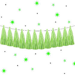 Гирлянда тассел 12 кисточек по 5 листов, салатовый